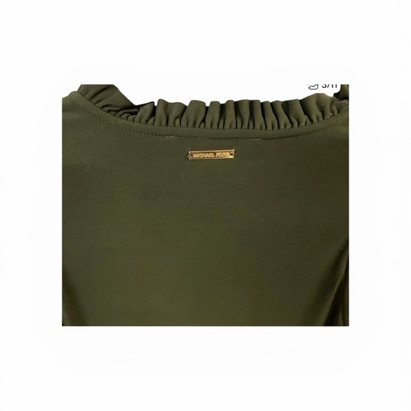 Michael Kors Olive V-Neck Ruffle-Trim Midi Dress - Picture 3 of 5